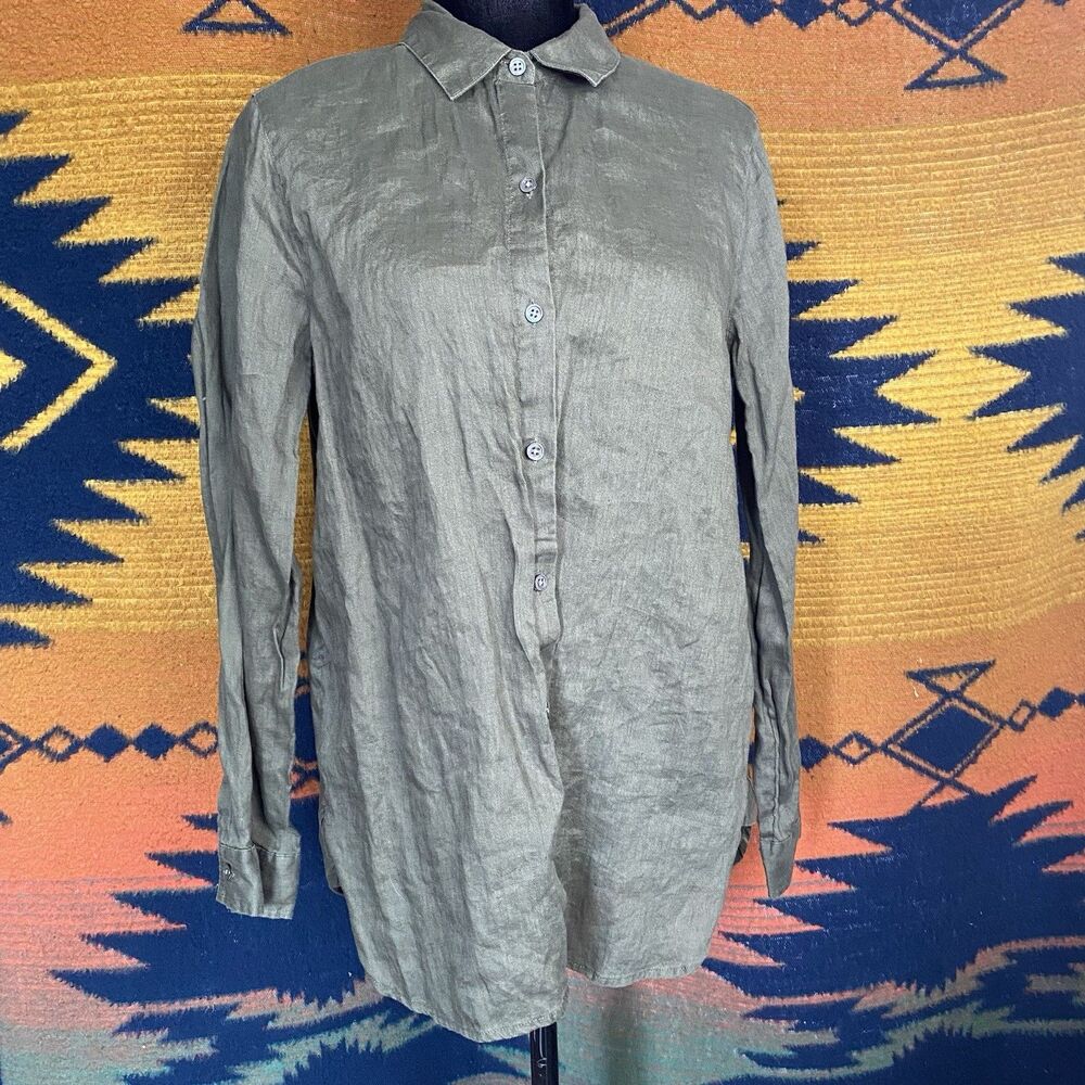 J. Jill 100% Linen Collared Long Sleeve Blouse. Size small. Casual. Fall. Boho.